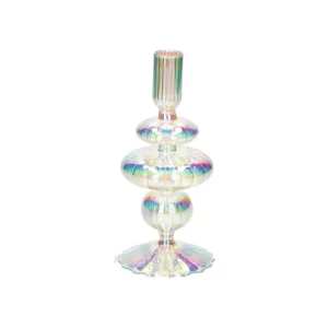 VOILE, KERZENHALTER, H20CM, BOROSILIKATGLAS, IRISIEREND, TRANSPARENT, GS
