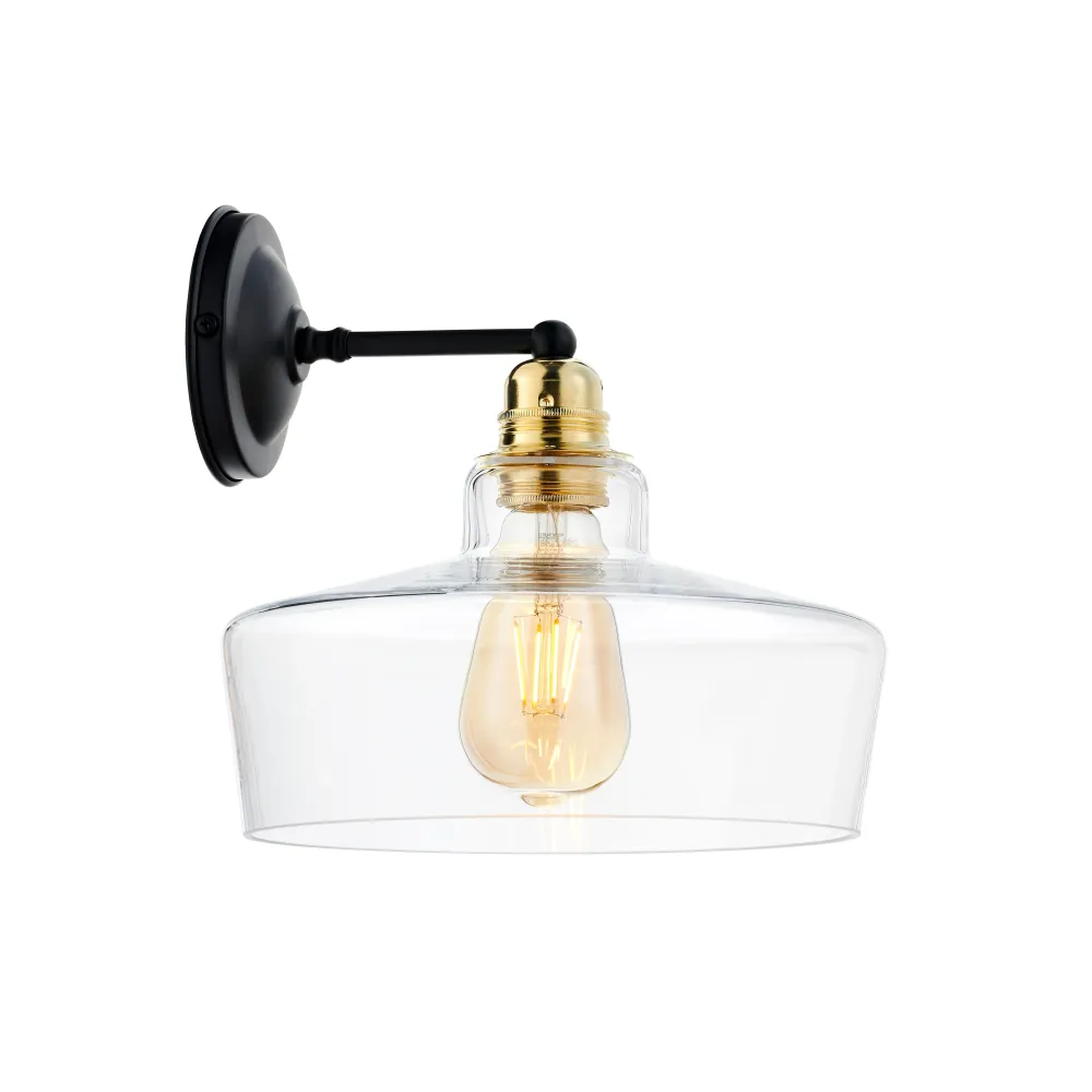 Wandleuchte LONGIS III transparent mit Schwarz und Gold
