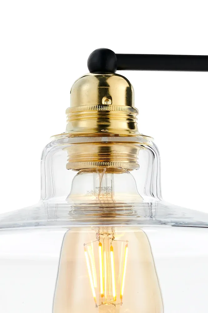 Wandleuchte LONGIS III transparent mit Schwarz und Gold