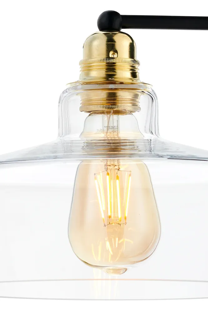 Wandleuchte LONGIS III transparent mit Schwarz und Gold