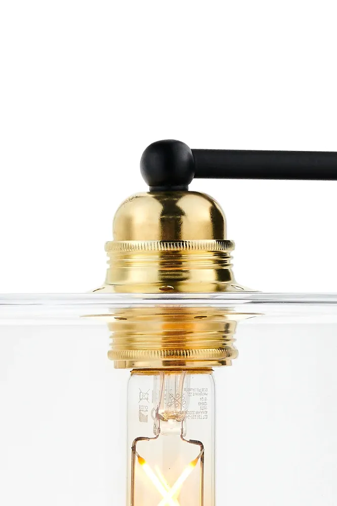 Wandleuchte LONGIS IV transparent mit Schwarz und Gold
