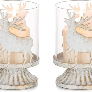 Weihnachten Kerzenhalter Hirsch Rentier Vintage Deko: 2er