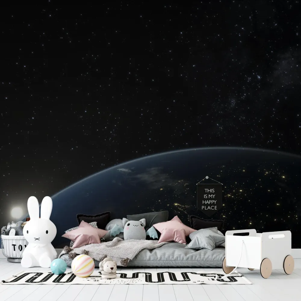 Weltraum Tapete | Erdansicht und Sternennacht