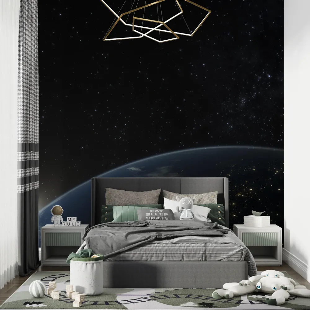 Weltraum Tapete | Erdansicht und Sternennacht