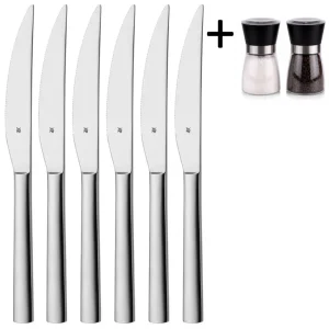WMF Steakmesser Nuova - 6 Stück - Inklusive GRATIS Cookinglife Pfeffer- und Salzmahlerset