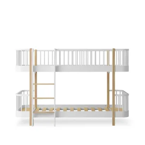 Wood Original Halbhohes Etagenbett, 90x200 cm, weiß/eiche