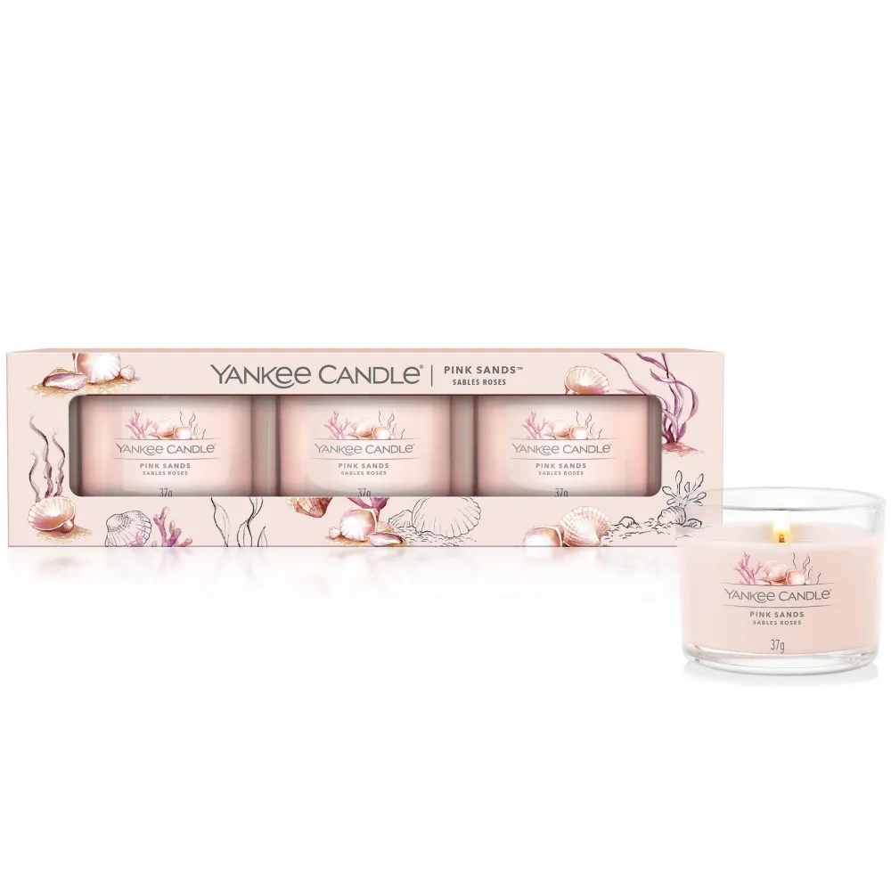 Yankee Candle - Pink Sands - 3er Votivkerzen im Glas