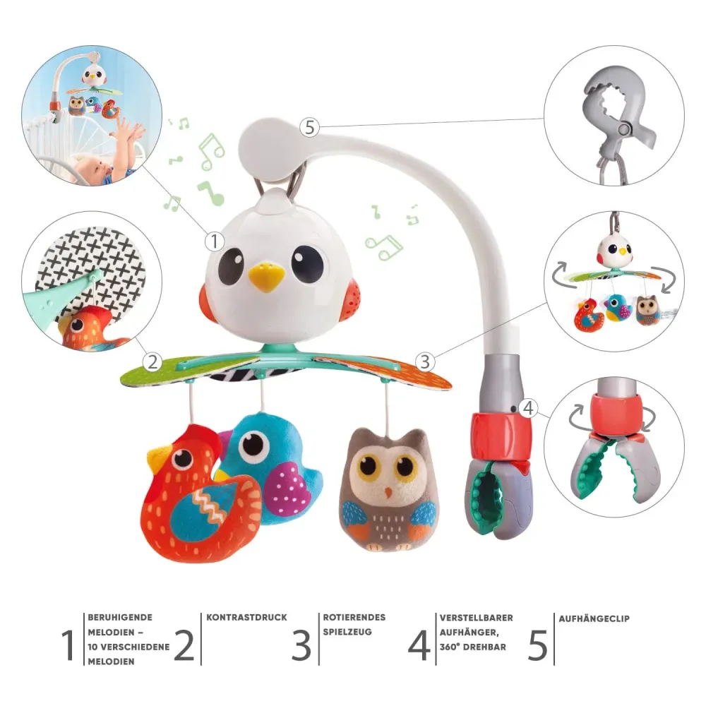 Zopa Musik-Mobile Multi 3--1 – Für Kinderbett, Kinderwagen & Autositz