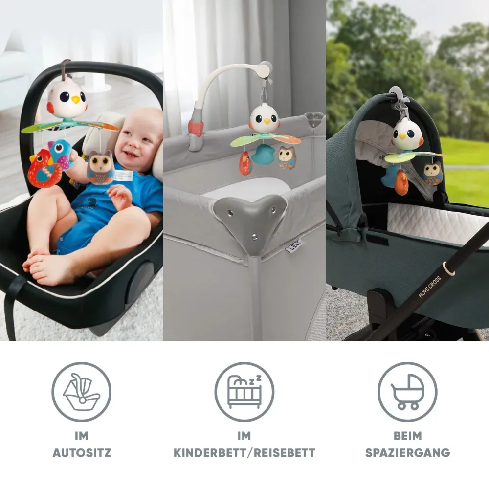 Zopa Musik-Mobile Multi 3--1 – Für Kinderbett, Kinderwagen & Autositz