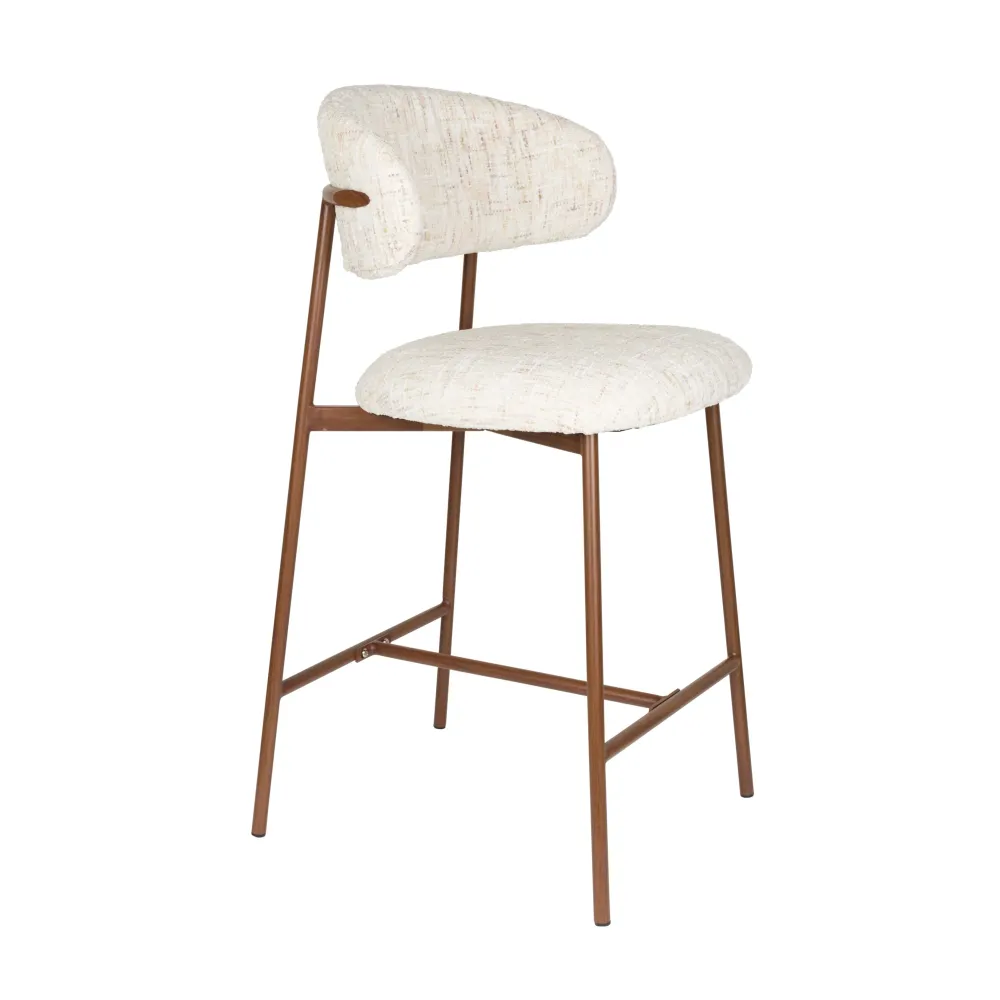 Barstuhl CLAES hellbeige Melange mit braunem Gestell