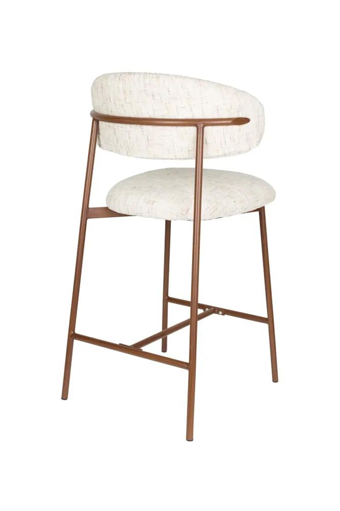 Barstuhl CLAES hellbeige Melange mit braunem Gestell