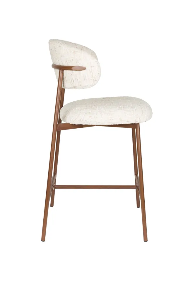 Barstuhl CLAES hellbeige Melange mit braunem Gestell