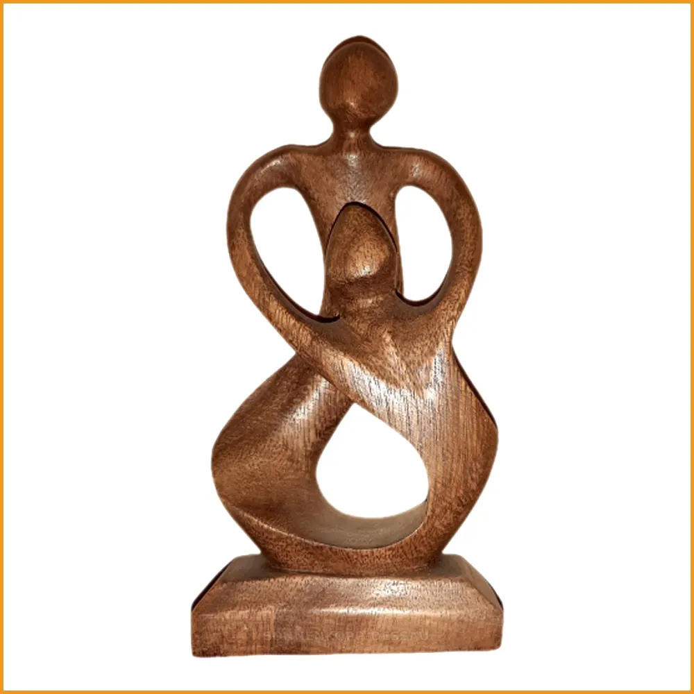 Holz FIGUR - Mutter mit Kind - Feng Shui Skulptur