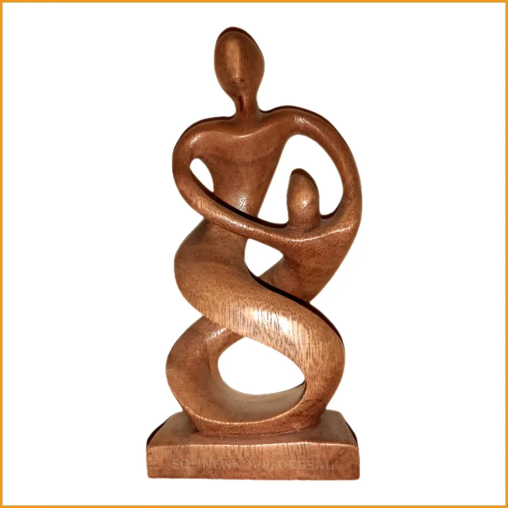 Holz FIGUR - Mutter mit Kind - Feng Shui Skulptur