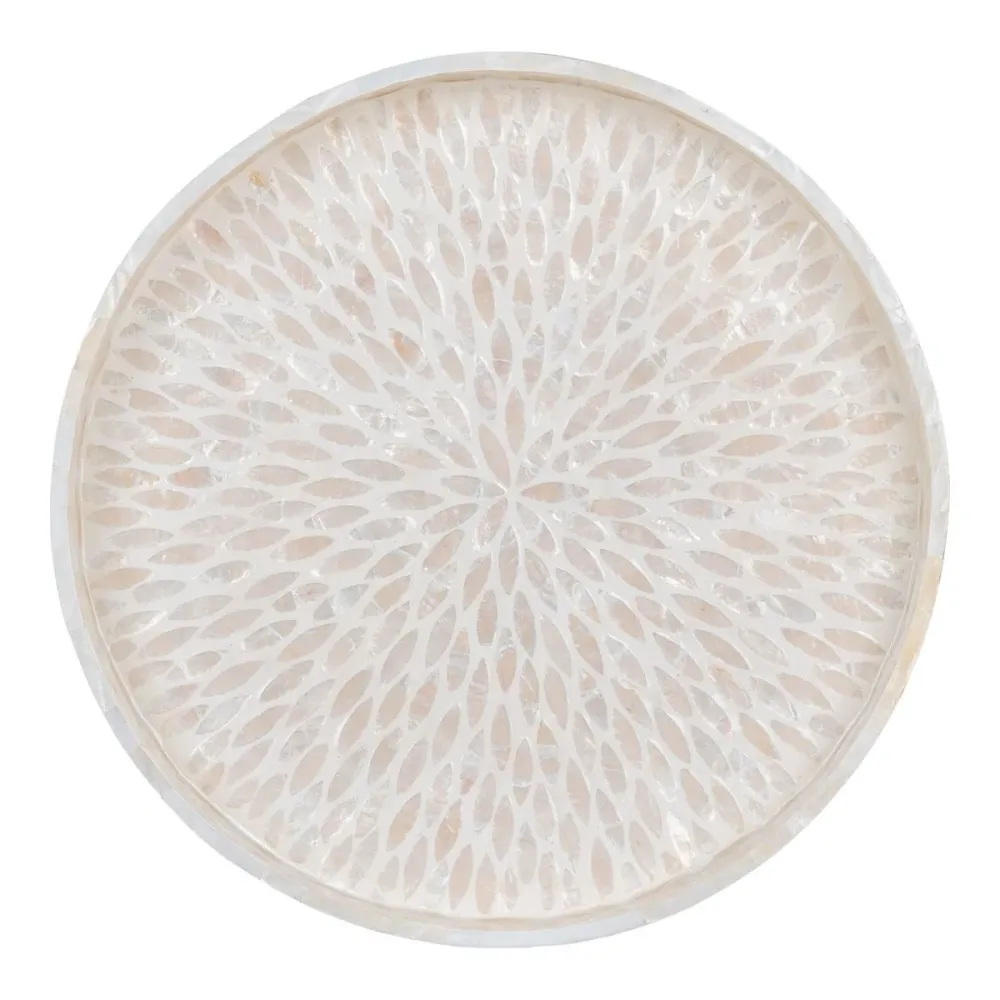 House Nordic - Tablett - Tablett, Bambus/Capiz, Beige, 40x40x3,5 cm