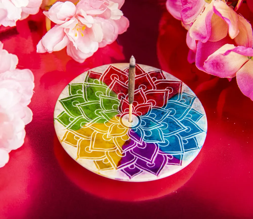 Regenbogen Mandala Stäbchenhalter 7,5 cm