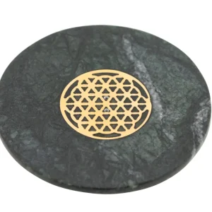 Räucherstäbchenhalter Blume des Lebens – grüner Marmor - Ø 10 cm