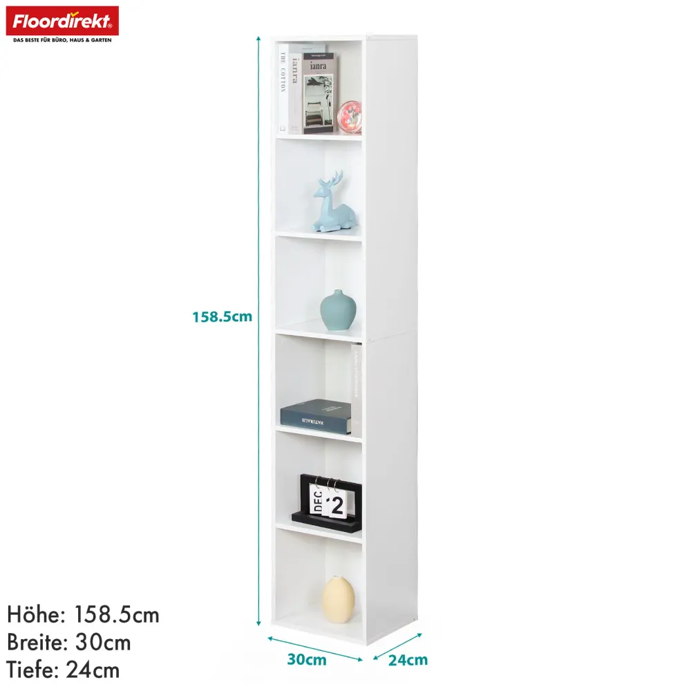 Bücherregal | Delaware | Standregal mit 6 offenen Ablagen, platzsparend & modern
