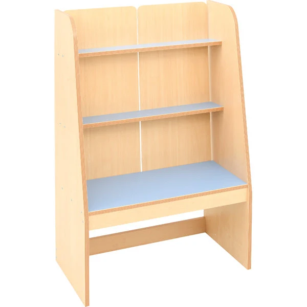Bücherregal mit Rollbehältern