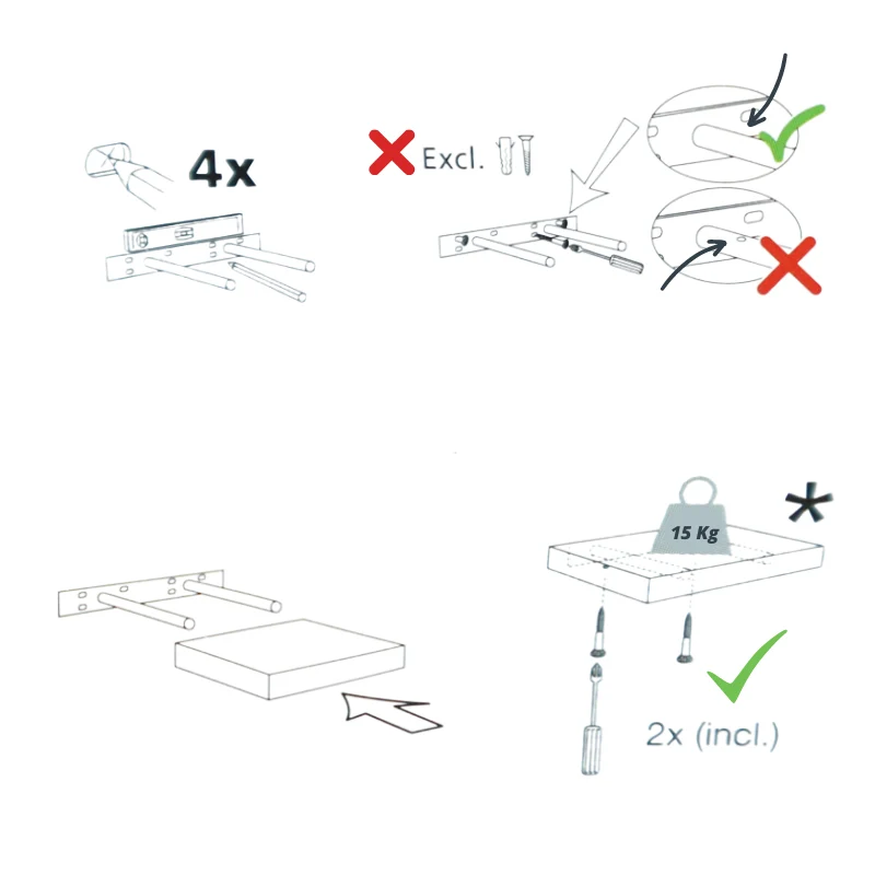 Verdecktes Bücherregal - 3er Pack - Graue Eiche - 60cm