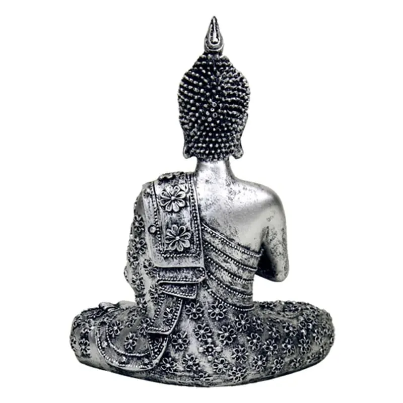 Buddha Teelichthalter – Meditierend – Silberfarben