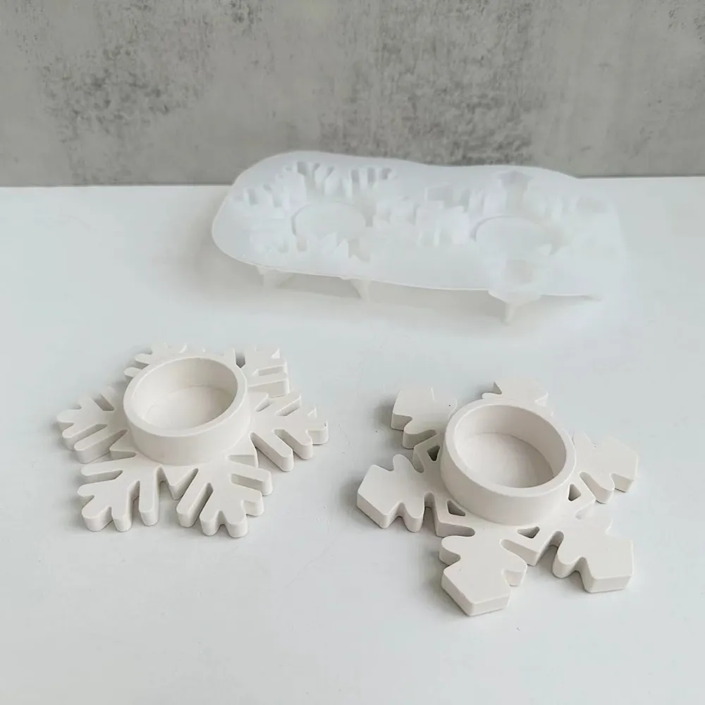 Silikonform Schneeflocken Teelichthalter Kerzenständer Gießform ca. 11 cm