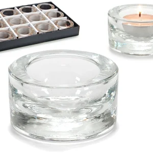Teelichthalter aus dickem Glas – extra gehärtet, 7 cm – rund