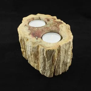 Teelichthalter aus fossilem Holz – Naturstein-Unikat ca. 15×12×8 cm, versteinertes Holz aus Indonesien