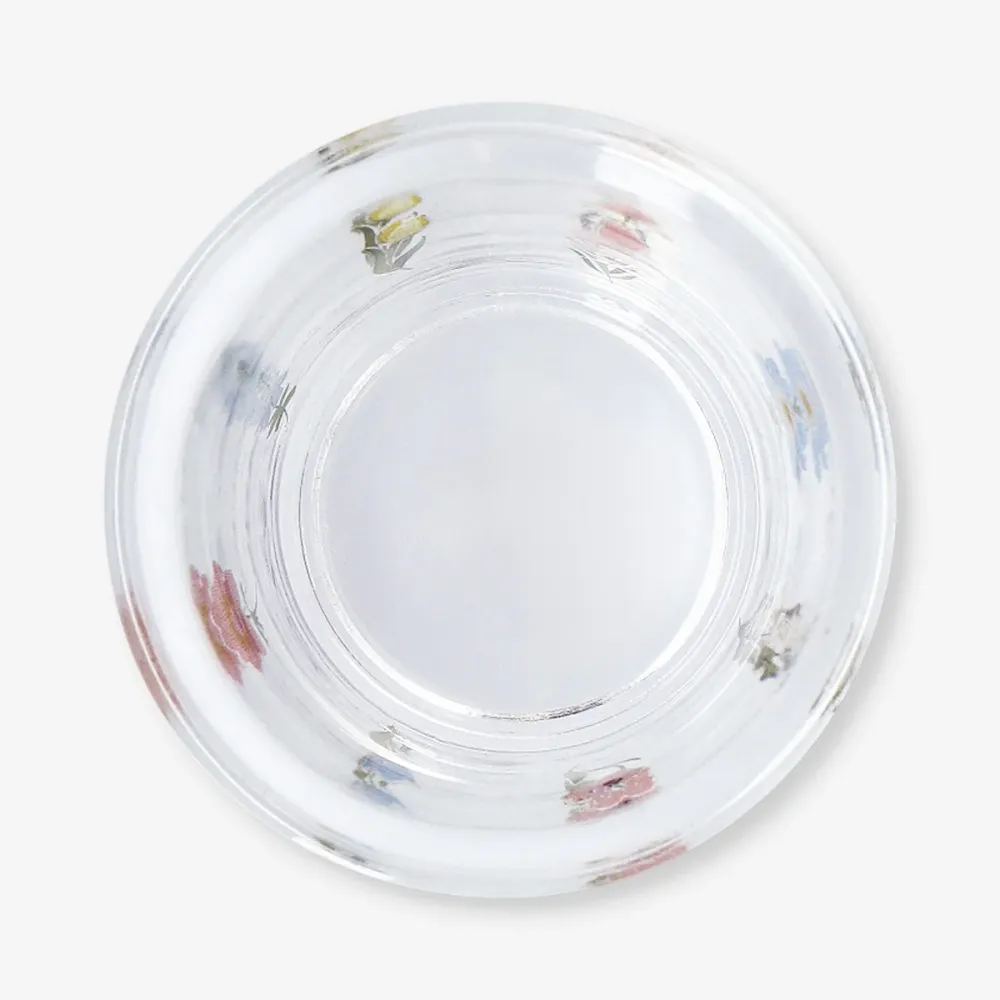 Teelichthalter aus Glas mit Blumen
