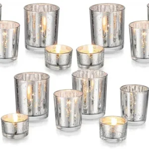 Teelichthalter Glas Silber 18 Stück Hochzeit Deko