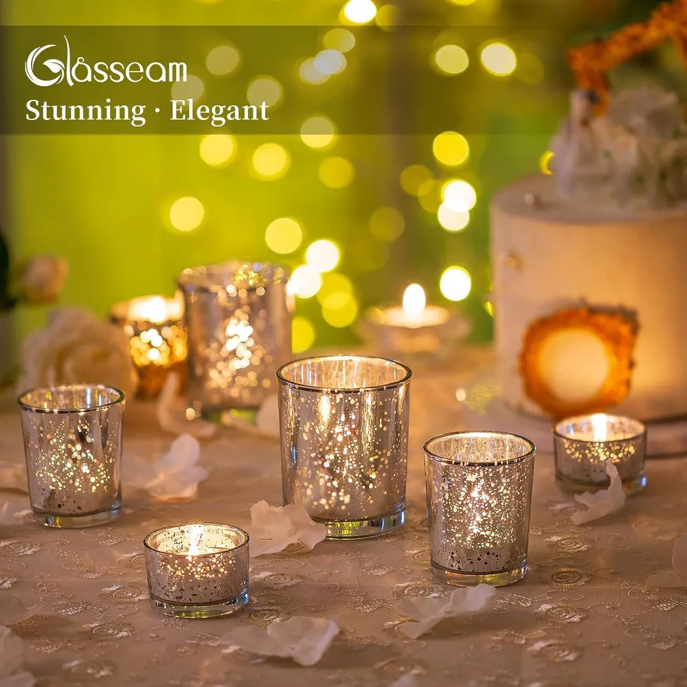 Teelichthalter Glas Silber 18 Stück Hochzeit Deko