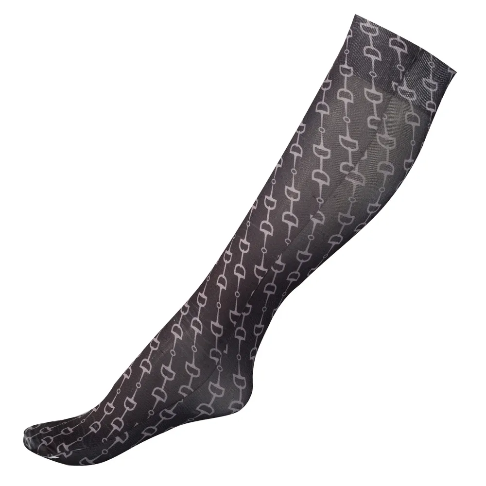 Amira dünne, bedruckte Reitsocken Black/ Steel Grey Junior