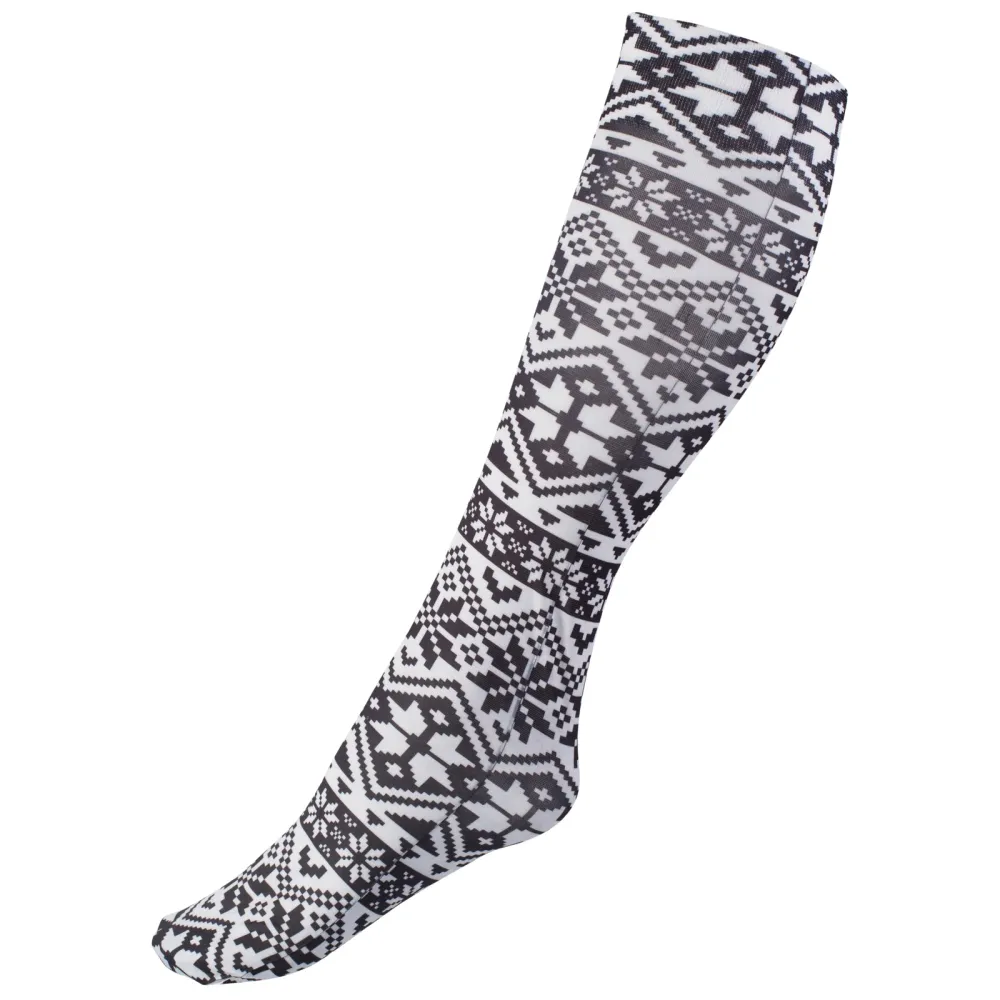 Amira dünne, bedruckte Reitsocken Black/Snow White Junior
