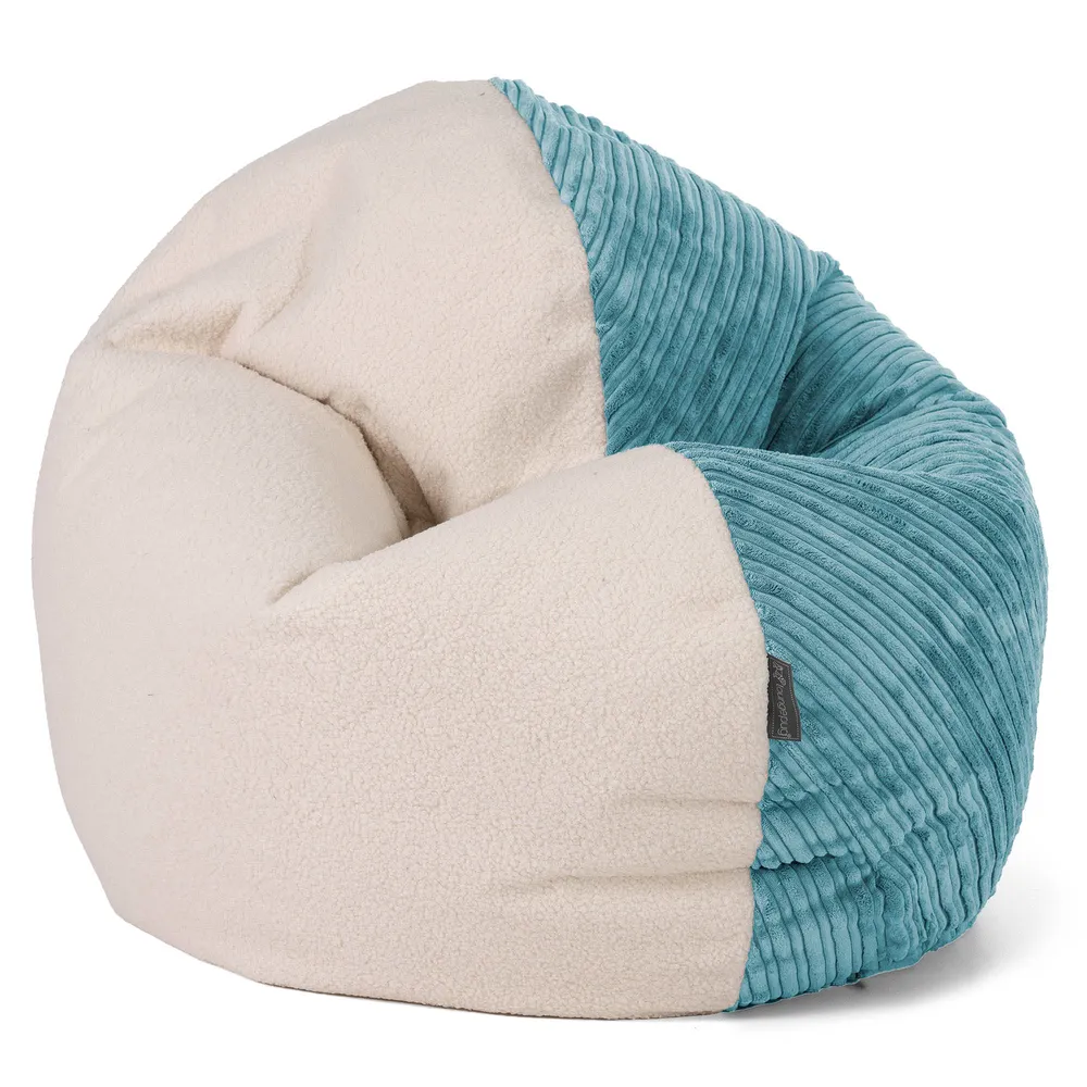 Junior Flexiforma Kinder Sitzsackstuhl 2-14 Jahre - Bouclé & Cord Türkis
