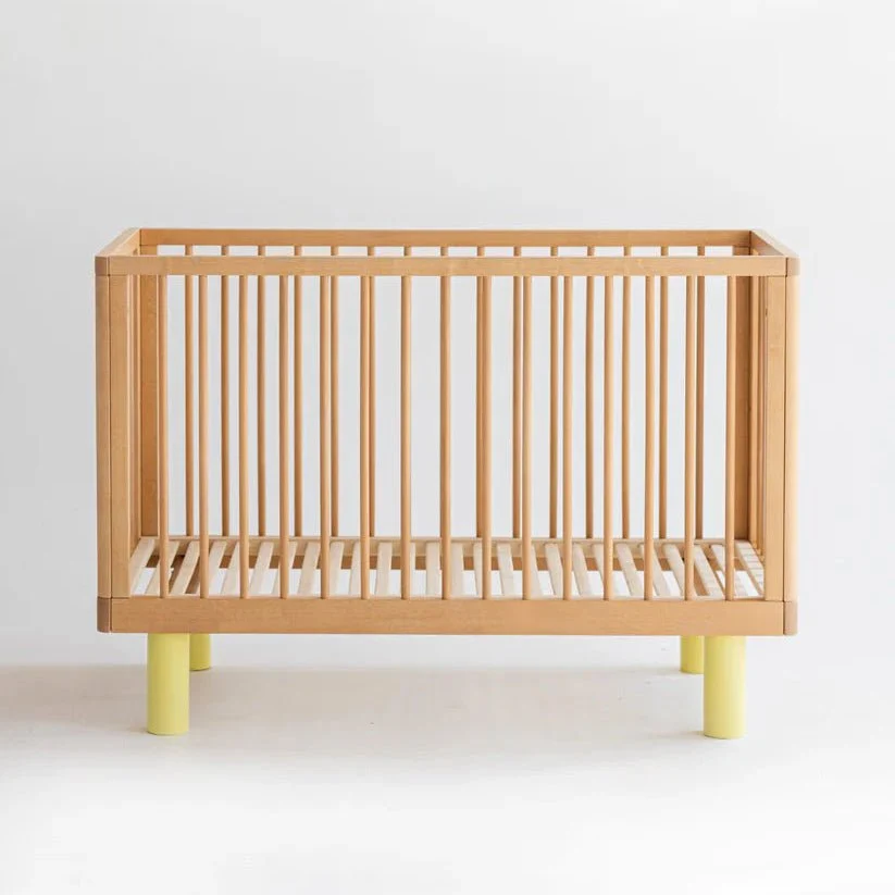 Karl & Fric Nox Cot 60x120 cm + Junior Rail % Set - Naturholz & Gelb