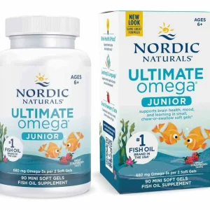 Nordic Naturals Ultimate Omega Fischöl Junior 680 mg 90 Mini-Weichkapseln mit Erdbeergeschmack