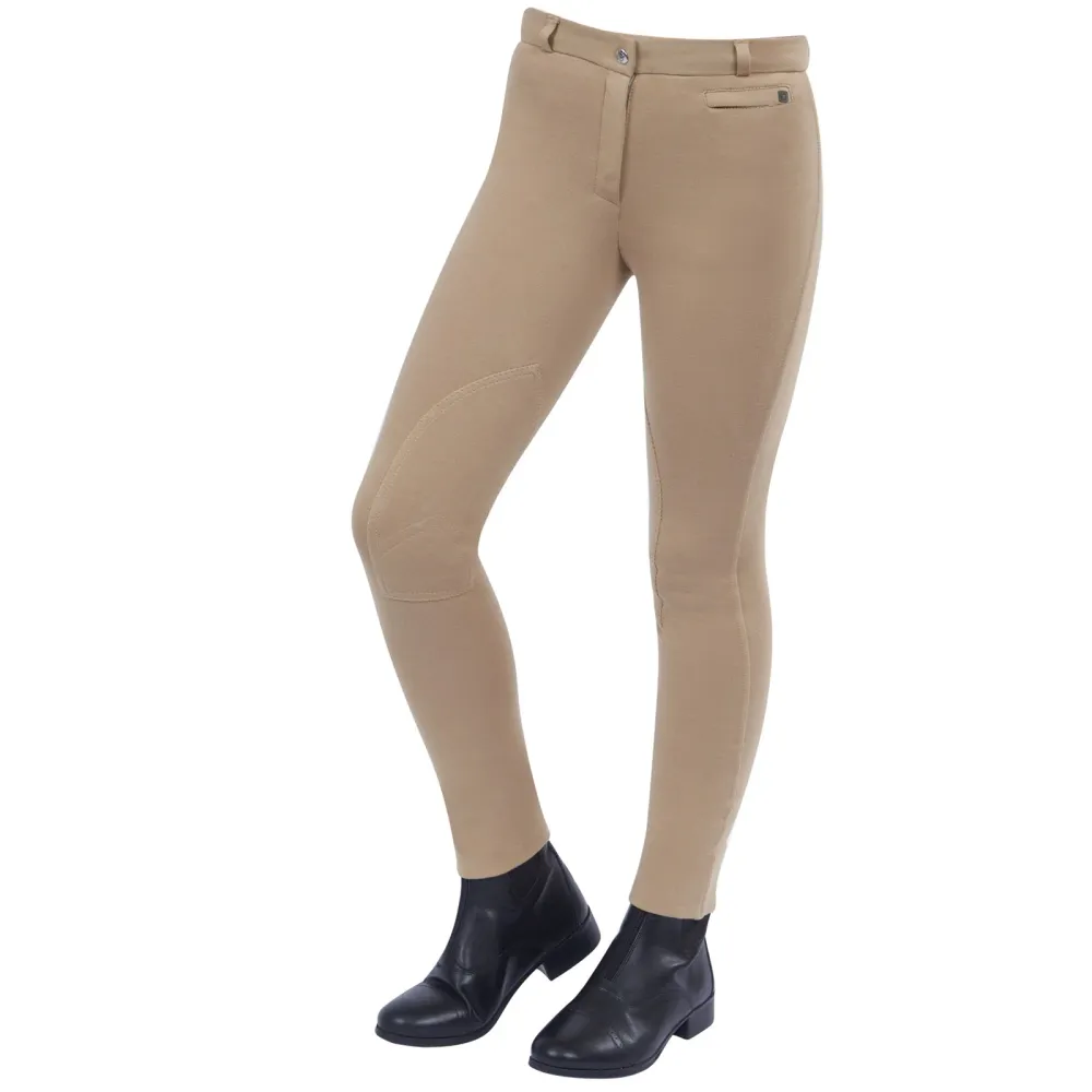 Supa-Fit Jodhpur Reißverschluss-Reithose mit Kniebesatz, Junior Beige 116