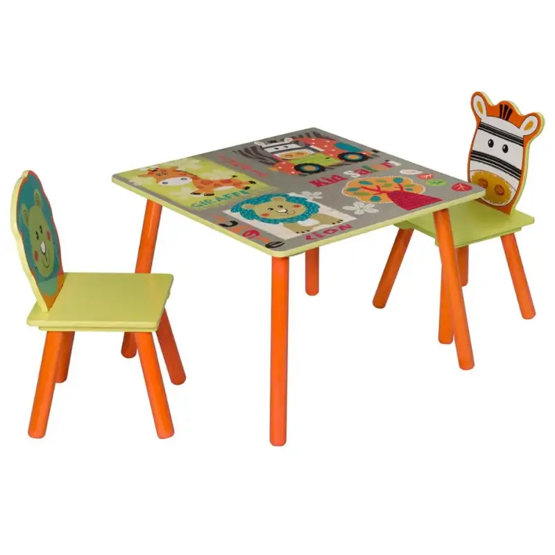 BukkitBow - Kindertisch mit Stühlen / Kindermöbelset mit Tiermuster - Ideal zum Spielen und für kreative Aktivitäten - Tis...