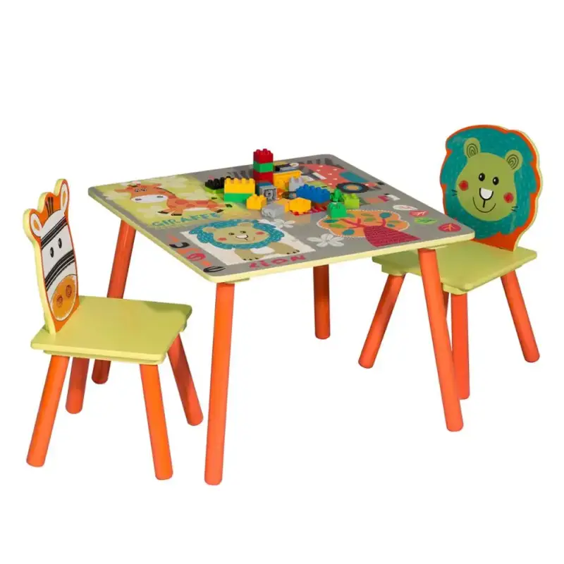 BukkitBow - Kindertisch mit Stühlen / Kindermöbelset mit Tiermuster - Ideal zum Spielen und für kreative Aktivitäten - Tis...
