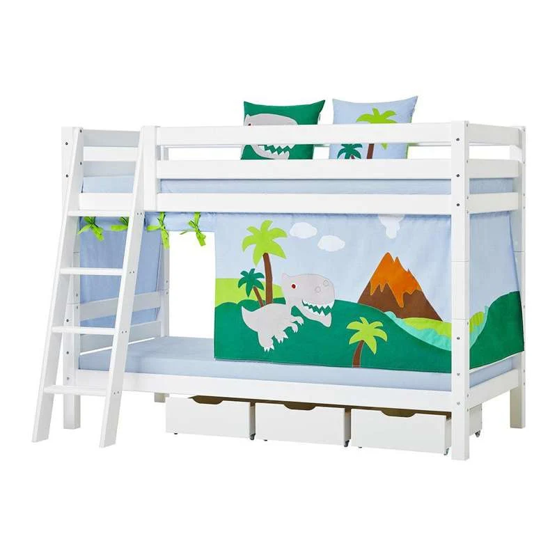 Hoppekids ECO Luxury - Etagenbett - 150 cm. - 90x200 cm. - Schräge Leiter - Flexibler Einlegboden - Weiß