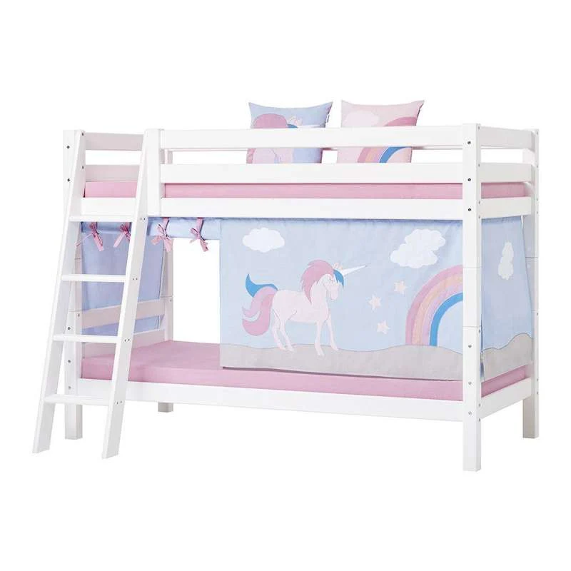 Hoppekids ECO Luxury - Etagenbett - 150 cm. - 90x200 cm. - Schräge Leiter - Flexibler Einlegboden - Weiß