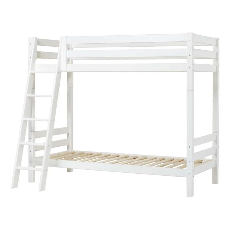 Hoppekids ECO Luxury - Hohe Etagenbett - 90x200 cm. - Schräge Leiter - Weiß