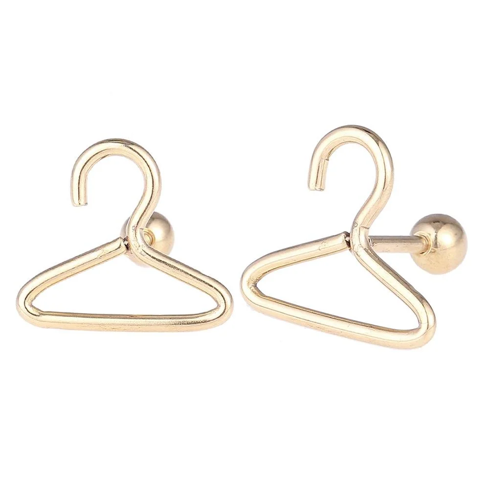 Fake Piercing Expander goldfarben Kleiderbügel Schaubverschluss Edelstahl