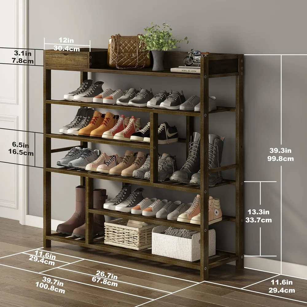 Mafalion Bambus Schuhregal 6 Tier Shoe Storage Organizer