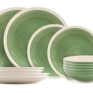 Cookinglife Geschirrset Ocean Green 12-teiliges / 4 Personen - 4 Speiseteller, 4 Frühstücksteller und 4 Schüsseln