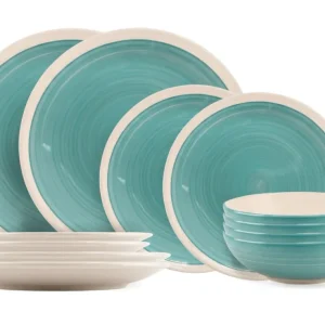 Cookinglife Geschirrset Ocean Türkis 12-teilig / 4 Personen - 4 Speiseteller, 4 Frühstücksteller und 4 Schüsseln