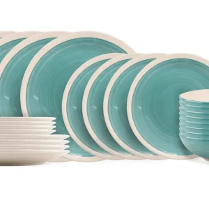 Cookinglife Geschirrset Ocean Turquoise 24-teilig / 8 Personen - 8 Speiseteller, 8 Frühstücksteller und 8 Schalen