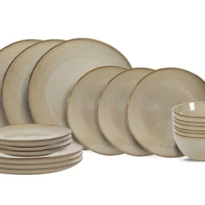 Cookinglife Geschirrset Sabi Beige 18-teilig / 6 Personen - 6 Speiseteller, 6 Frühstücksteller und 6 Schalen
