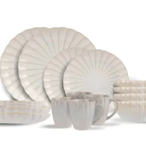 Cosy & Trendy Astera Pure 16-teiliges Geschirrset für 4 Personen – 4 Speiseteller, 4 Frühstücksteller, 4 Schüsseln und...