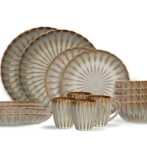 Cosy & Trendy Astera Pearl 16-teiliges Geschirrset für 4 Personen – 4 Speiseteller, 4 Frühstücksteller, 4 Schüsseln und 4...